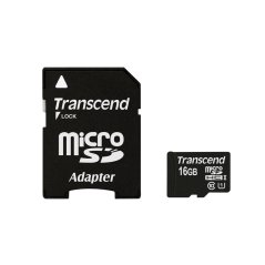 Paměťová Micro SD karta Transcend 16 GB + adaptér SD
