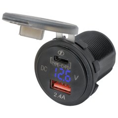 Adaptér z 12V / 24V na USB / USB-C PD 5 V 3.1 A modrý