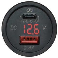 Adaptér z 12V / 24V na USB / USB-C PD 5 V 3.1 A červený