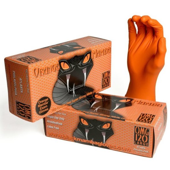Orange Mamba Nitrile Gloves M ochranné rukavice velikost M